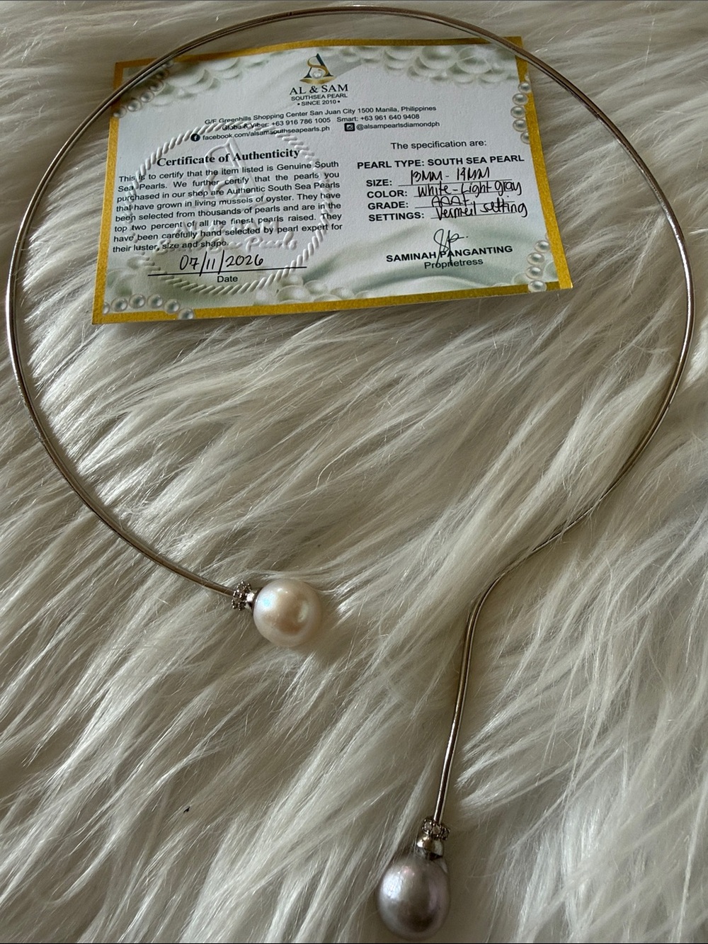 Classic White South Sea Pearl Open Torque Necklace